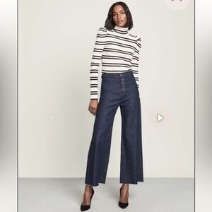 High-Waisted Blue Wide-Leg Jeans